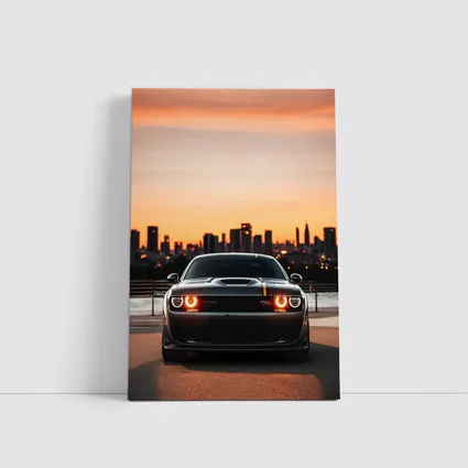 Dodge Challenger Sunset City Skyline View