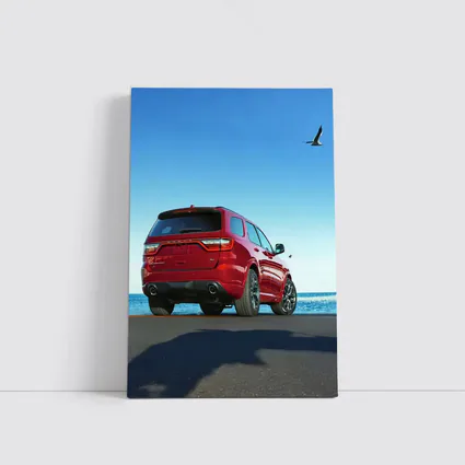 Dodge Durango Red SUV Ocean Background
