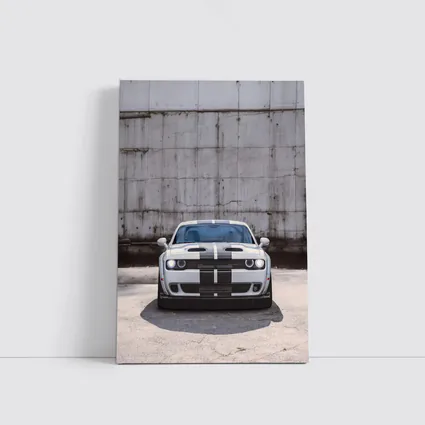 Dodge Challenger Front View Concrete Wall