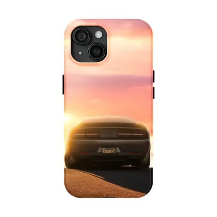 Dodge Challenger Rear View Sunset Sky
