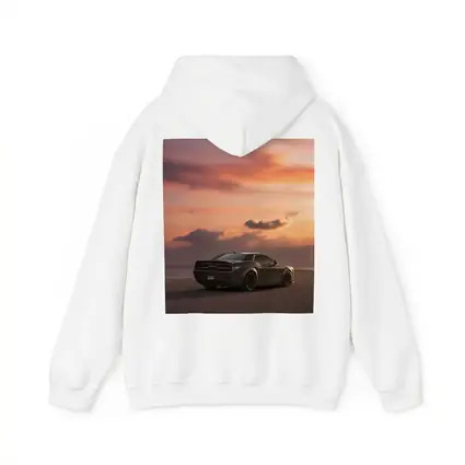Dodge Challenger Parked on Beach at Sunset