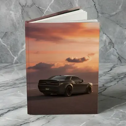 Dodge Challenger Parked on Beach at Sunset