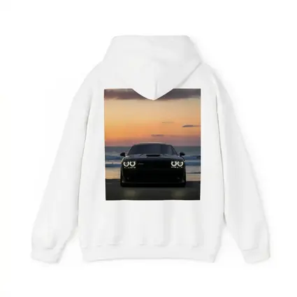 Dodge Challenger Black Muscle Car Sunset Beach