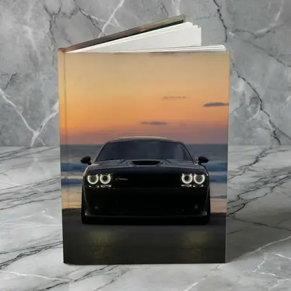 Dodge Challenger Black Muscle Car Sunset Beach