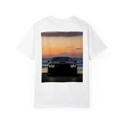 Dodge Challenger Black Muscle Car Sunset Beach
