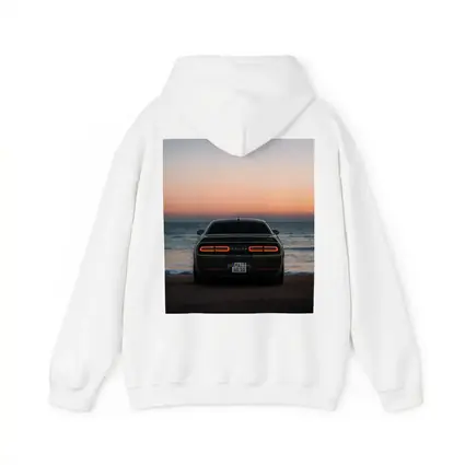 Dodge Challenger Rear View Ocean Sunset
