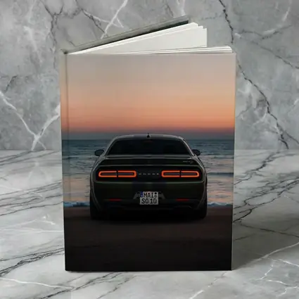 Dodge Challenger Rear View Ocean Sunset