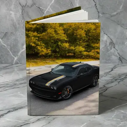 Dodge Challenger Black Muscle Car Autumn Trees
