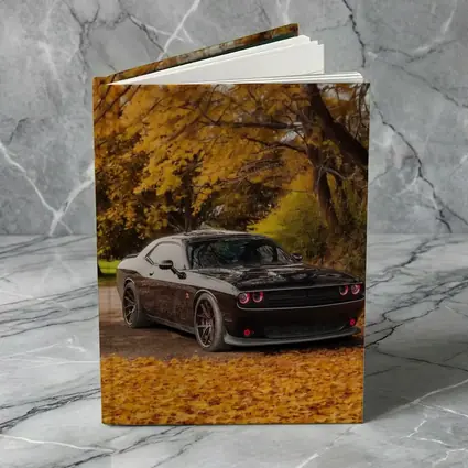 Dodge Challenger Black Muscle Car Autumn Trees