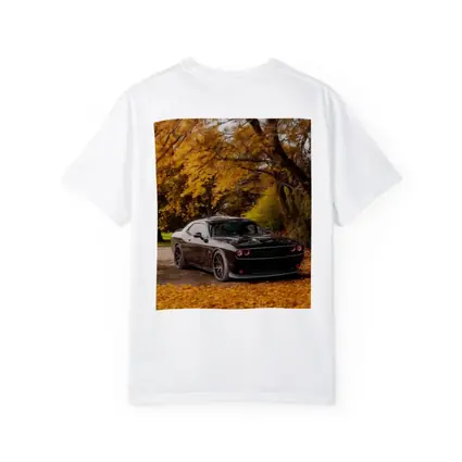 Dodge Challenger Black Muscle Car Autumn Trees