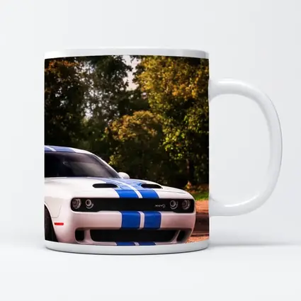 Dodge Challenger SRT White Blue Stripes Forest