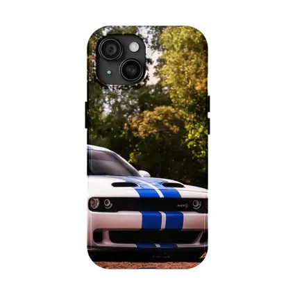 Dodge Challenger SRT White Blue Stripes Forest