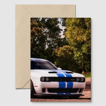 Dodge Challenger SRT White Blue Stripes Forest