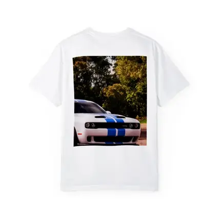 Dodge Challenger SRT White Blue Stripes Forest