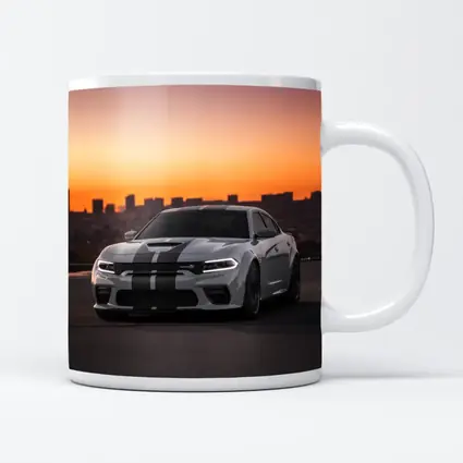 Dodge Charger Gray Stripes City Sunset