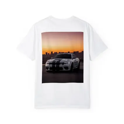 Dodge Charger Gray Stripes City Sunset