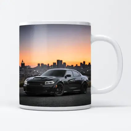 Dodge Charger Black Muscle Car City Sunset