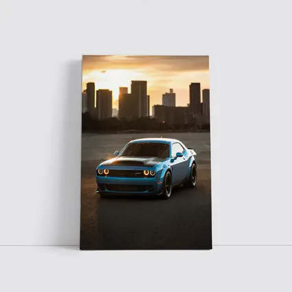 Dodge Challenger SRT Blue City Sunset