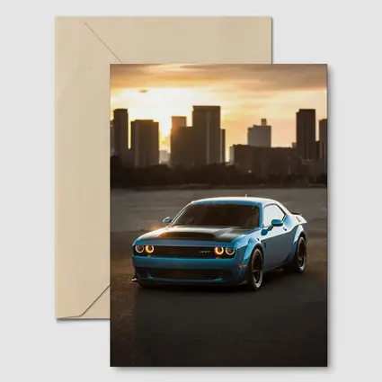 Dodge Challenger SRT Blue City Sunset