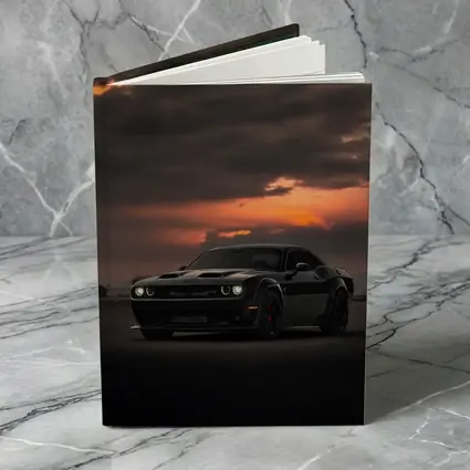 Dodge Challenger Black Muscle Car Sunset Sky