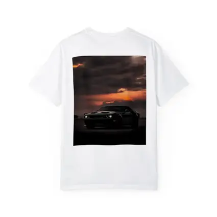 Dodge Challenger Black Muscle Car Sunset Sky
