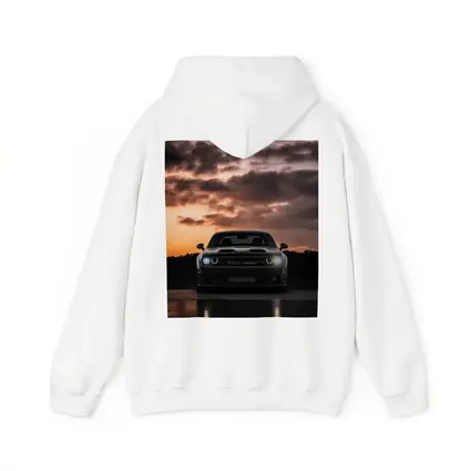 Dodge Challenger Black Muscle Car Sunset Sky