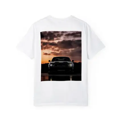 Dodge Challenger Black Muscle Car Sunset Sky