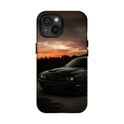 Dodge Challenger Black Muscle Car Sunset