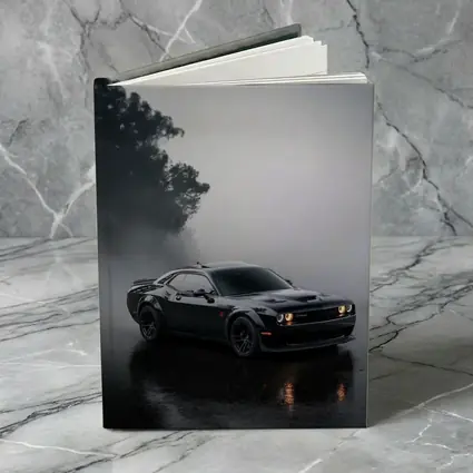 Dodge Challenger Black Muscle Car Foggy Night