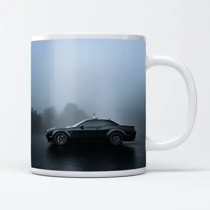 Dodge Challenger Black Muscle Car Foggy Day