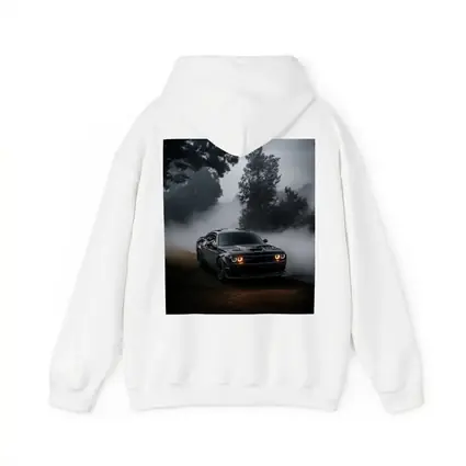 Dodge Challenger Black Muscle Car Foggy Night