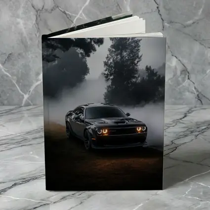 Dodge Challenger Black Muscle Car Foggy Night