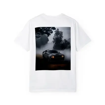 Dodge Challenger Black Muscle Car Foggy Night
