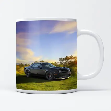 Dodge Challenger Black Muscle Car Green Field