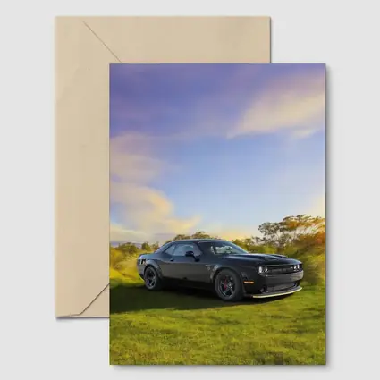 Dodge Challenger Black Muscle Car Green Field