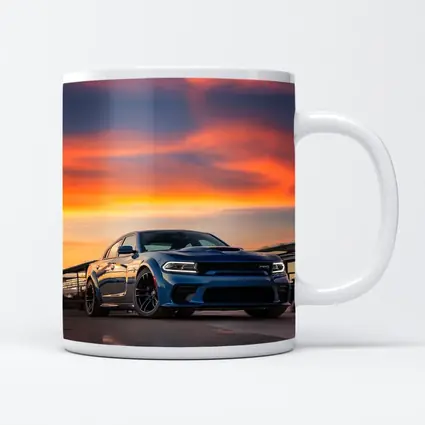 Dodge Charger Blue Muscle Car Sunset Sky