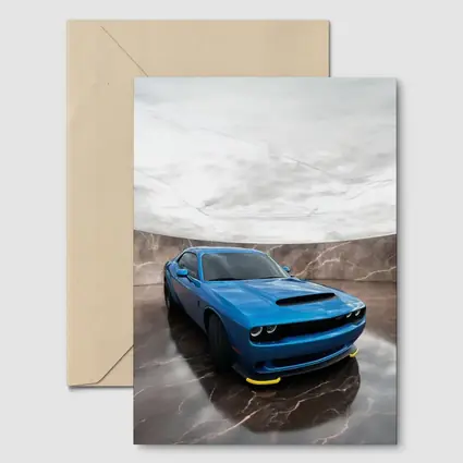 Dodge Challenger Blue Muscle Car Marble Studio