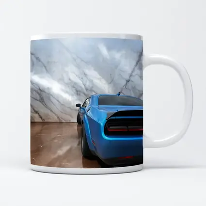 Dodge Challenger Blue Rear Marble Background