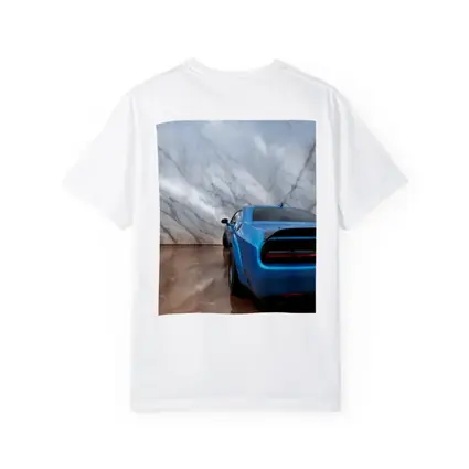 Dodge Challenger Blue Rear Marble Background