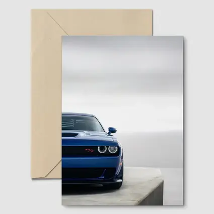 Dodge Challenger Blue Front View Minimal Background