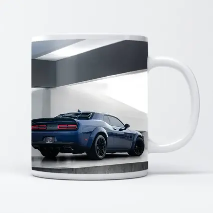 Dodge Challenger Blue Rear View Garage
