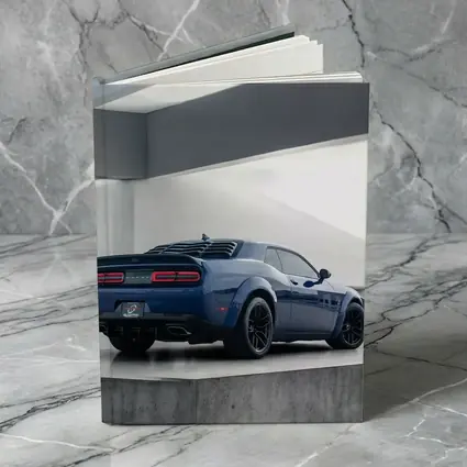 Dodge Challenger Blue Rear View Garage