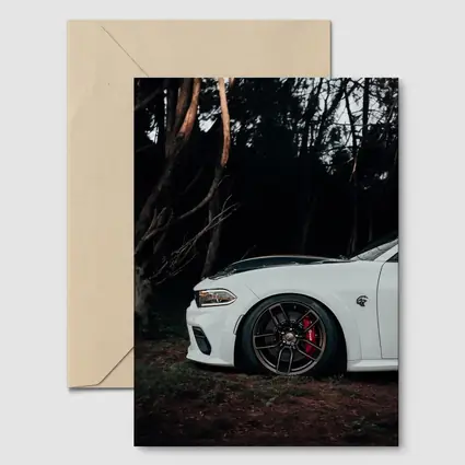 Dodge Charger White Muscle Car Dark Forest