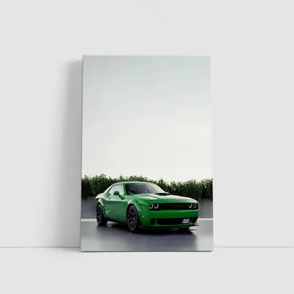 Dodge Challenger Green Muscle Car Parking Lot
