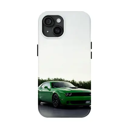 Dodge Challenger Green Muscle Car Parking Lot