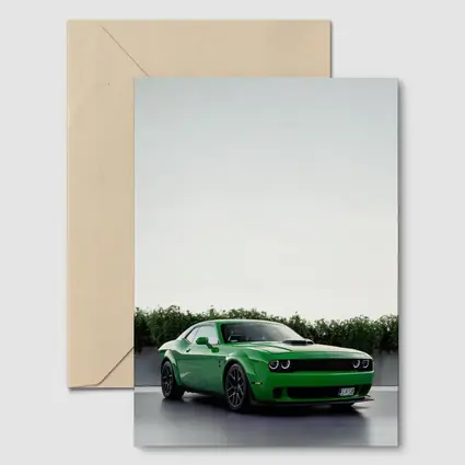 Dodge Challenger Green Muscle Car Parking Lot