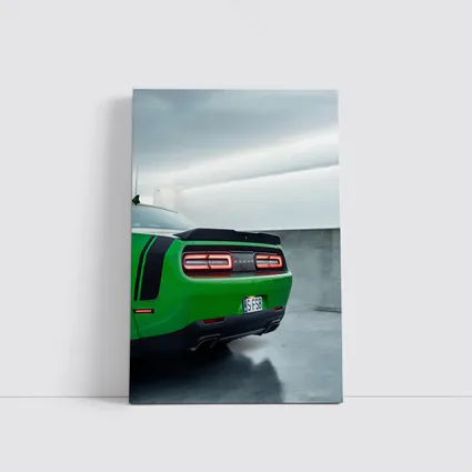 Dodge Challenger Green Rear Parking Garage