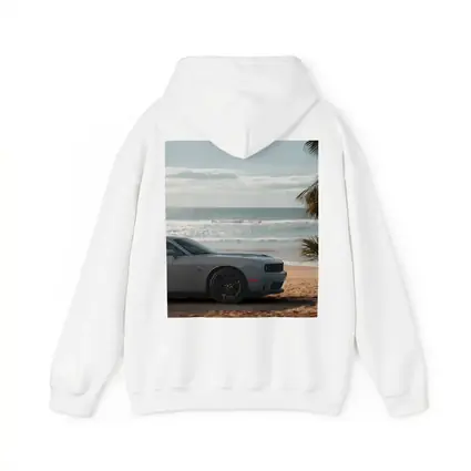 Dodge Challenger Gray Parked on Sunny Beach
