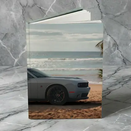 Dodge Challenger Gray Parked on Sunny Beach