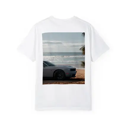 Dodge Challenger Gray Parked on Sunny Beach